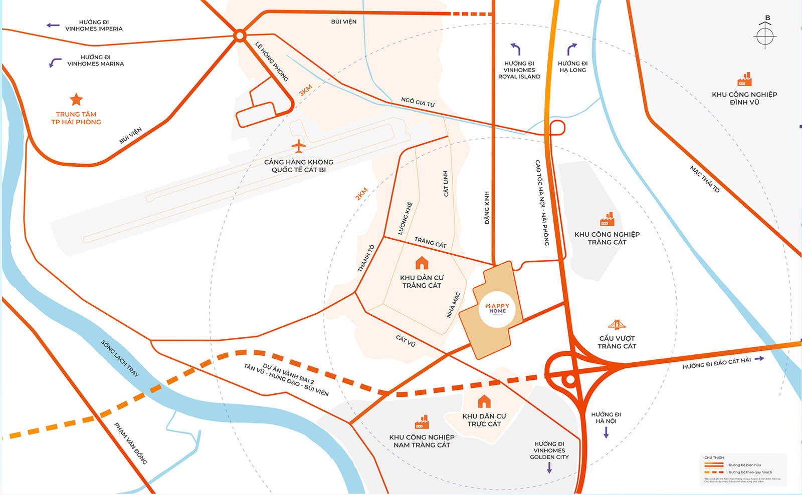 Vị trí dự án happy home tràng cát